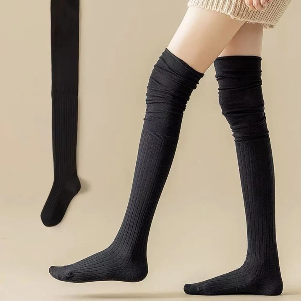 New Solid Color Thigh High Stockings Women Trendy Casual Over The Knee Female Lo