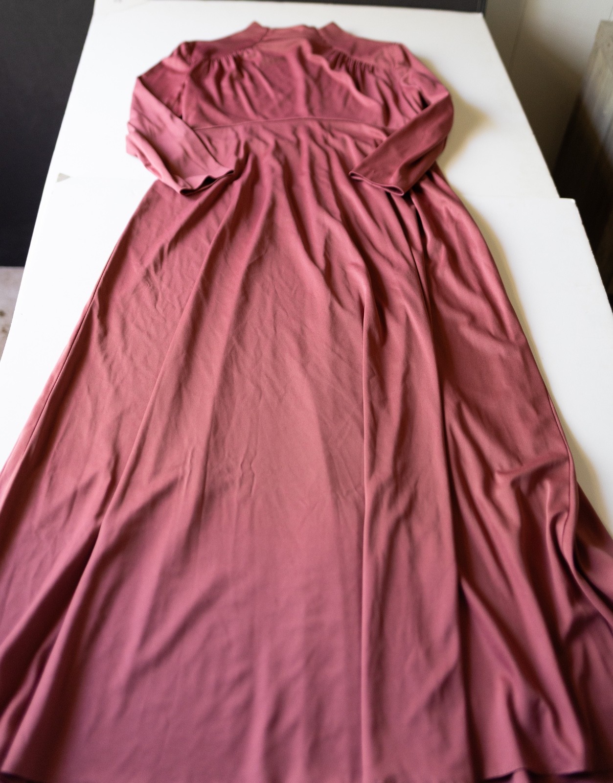Vintage 70s House Of Bianchi Maxi Dress Womens Pink Rose High Neck