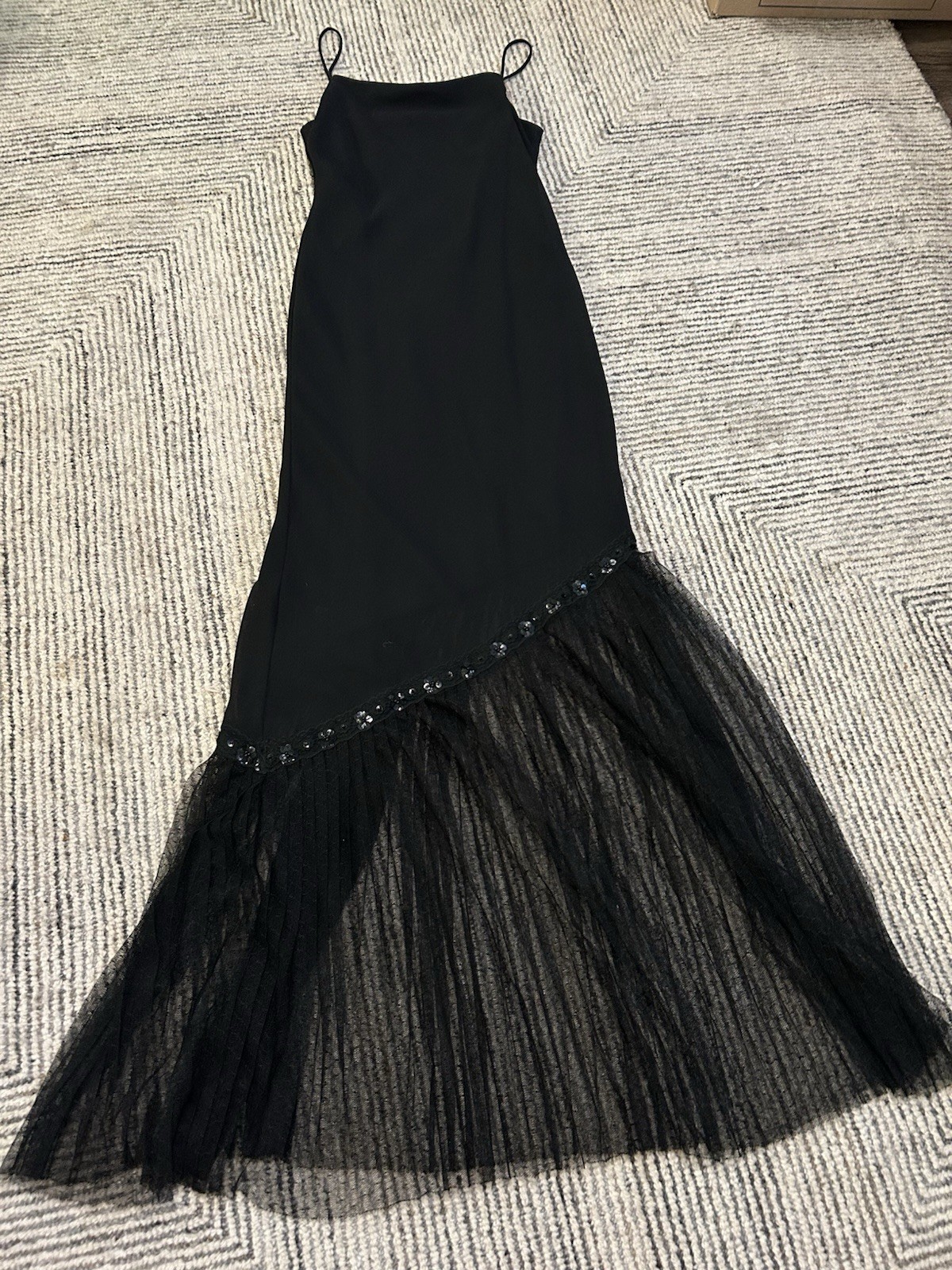Vintage Asymmetrical Gala Witchy Whimsigoth Grunge Goth Dress beaded Sz 6 Hoco