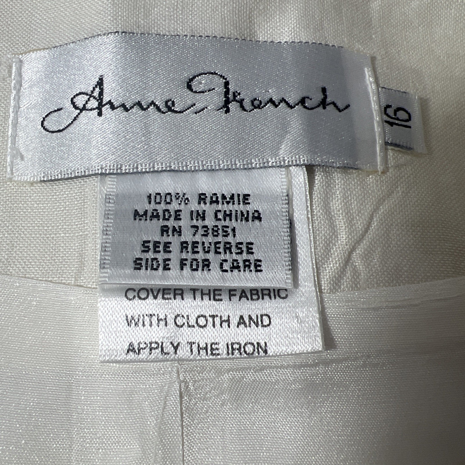 VTG 90’s Anne French Women’s Button Up Shirt Size 16 Short Sleeve 100% Ramie