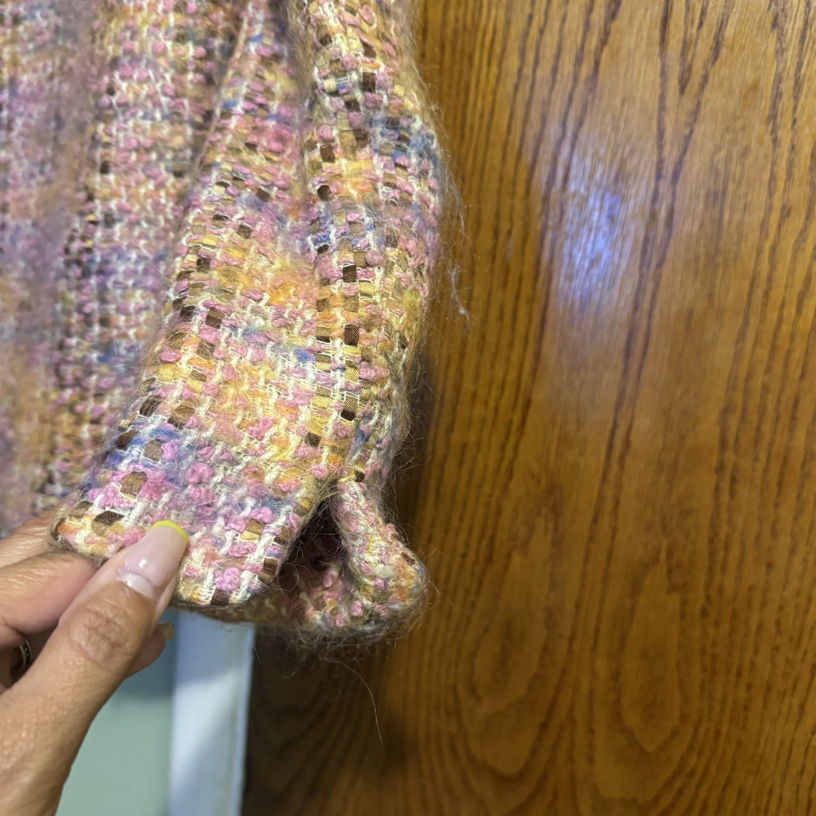 Vintage David Hayes Pink Multi Mohair Wool Blazer Barbie Pink Lining Size 4