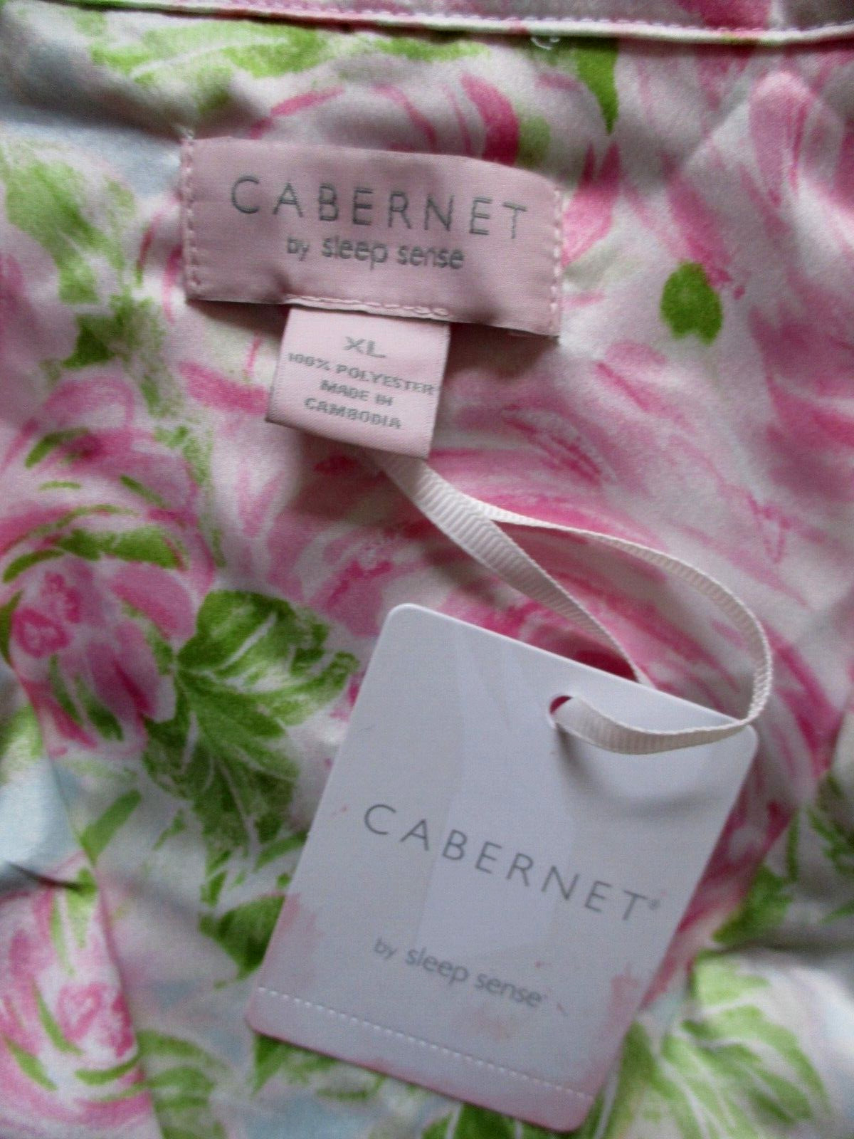 CABERNET 2PC PJ SET SHORT SLVE CROPPED PANTS SILKY SATIN PINK ROSE POLY XL NEW