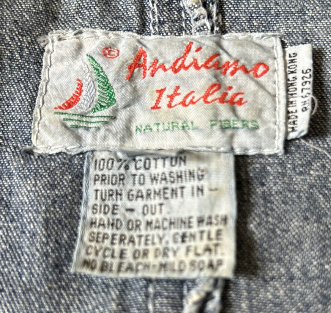 Vintage 80s Denim Dress Medium Andiamo Italia Western Country Embroidered