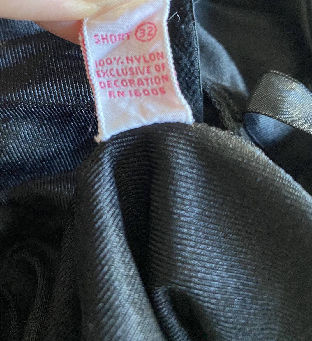 Vtg 1940s Sears Black Slip Short 32 Nylon Adjustable Straps Stretch See Hem XS