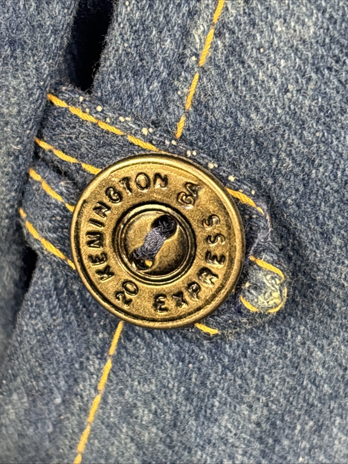 70s Brush Denim Womens Button Front Belted Jacket Blue Kemington Express