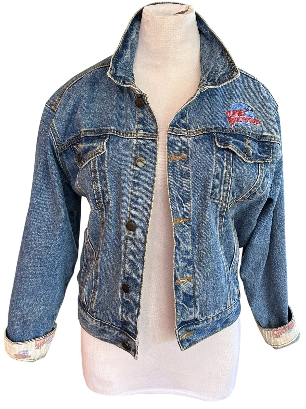 Women’s Vintage 1991 Planet Hollywood Honolulu Denim Jean Jacket XL (12)