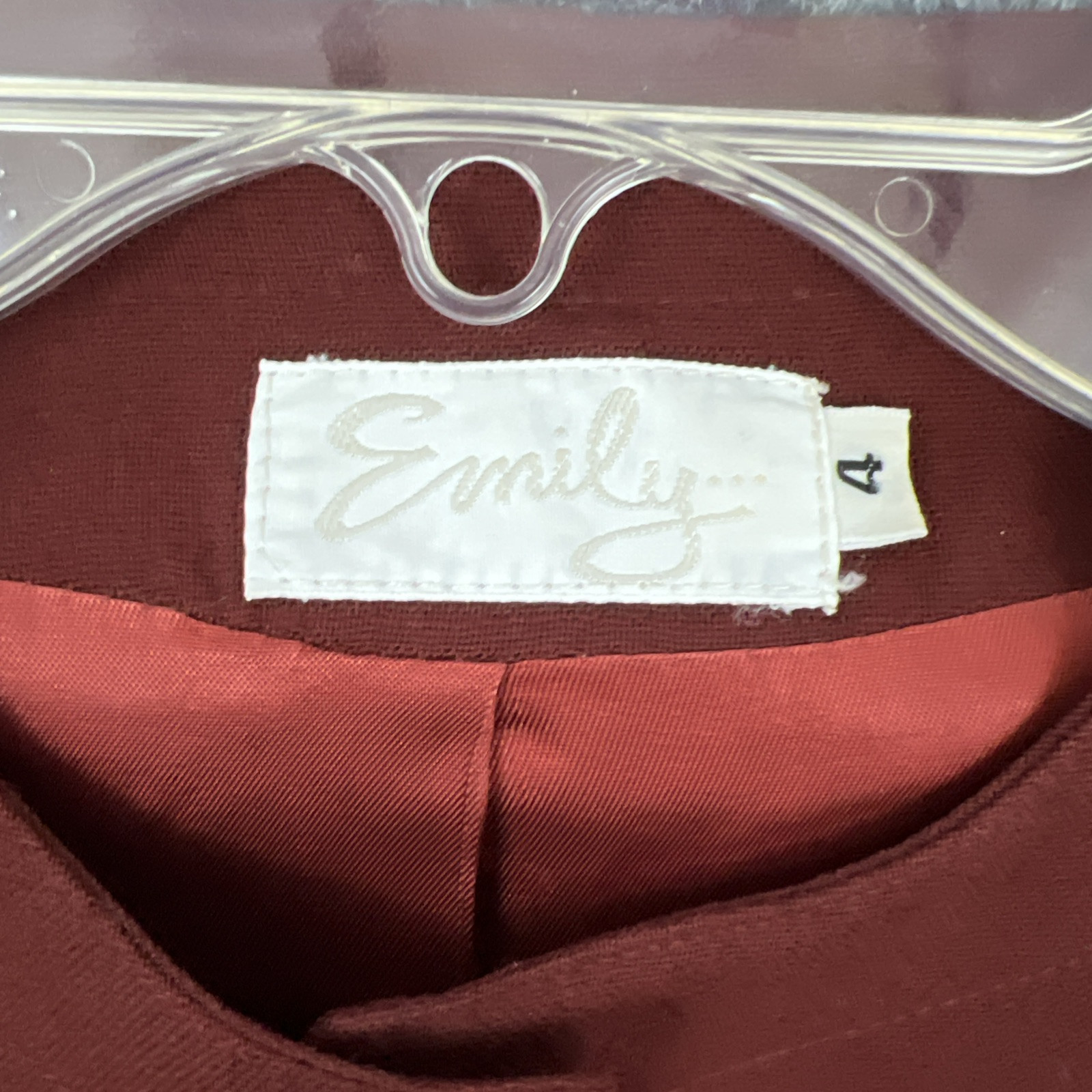 Vintage Emily Brand Womens Burgendy Blazer Size 4