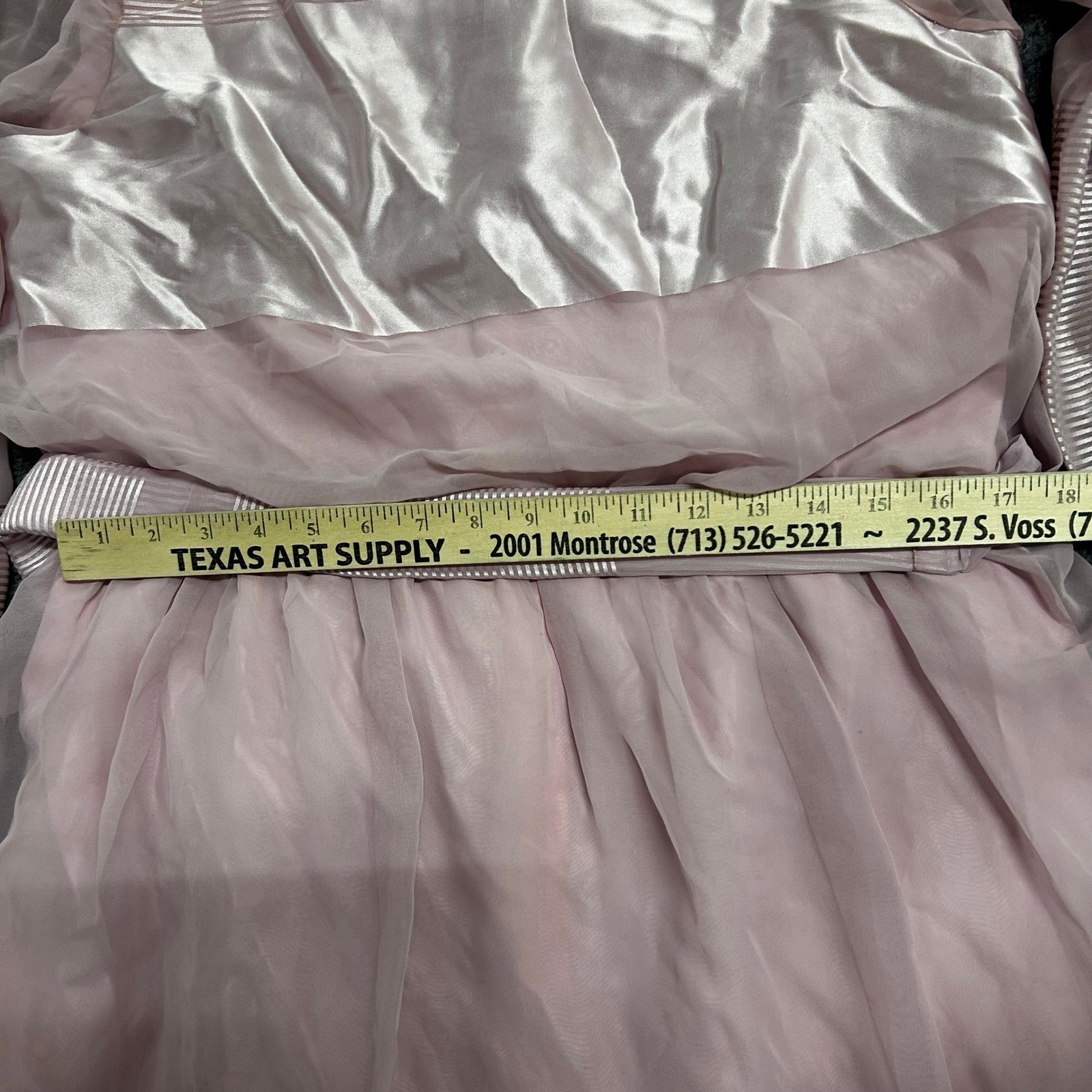Vintage Dress Womens Size 16 Blush Pink Satin Chiffon Sheer Sleeve Midi Pleated