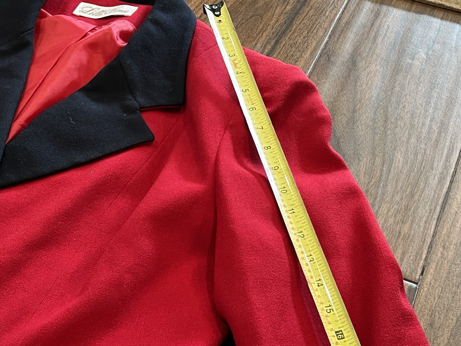 Vintage Lilli Ann Red Blazer Jacket Designer Wool Career Wear Fits Modern L/XL