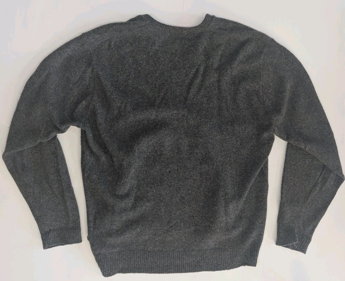 Vintage 1950s Welgrume V-neck XL Lambs Wool Sweater USA Sportswear Grey Made USA
