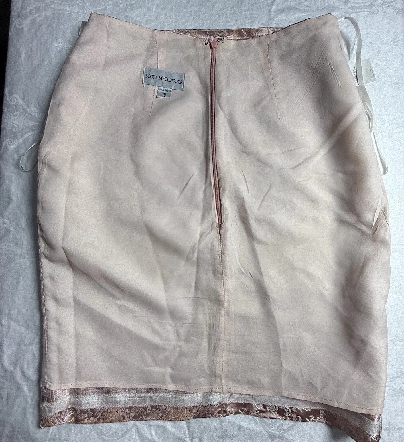 Vintage Scott McClintock Pink Satin Floral Rayon Brocade Spring Skirt Size 10