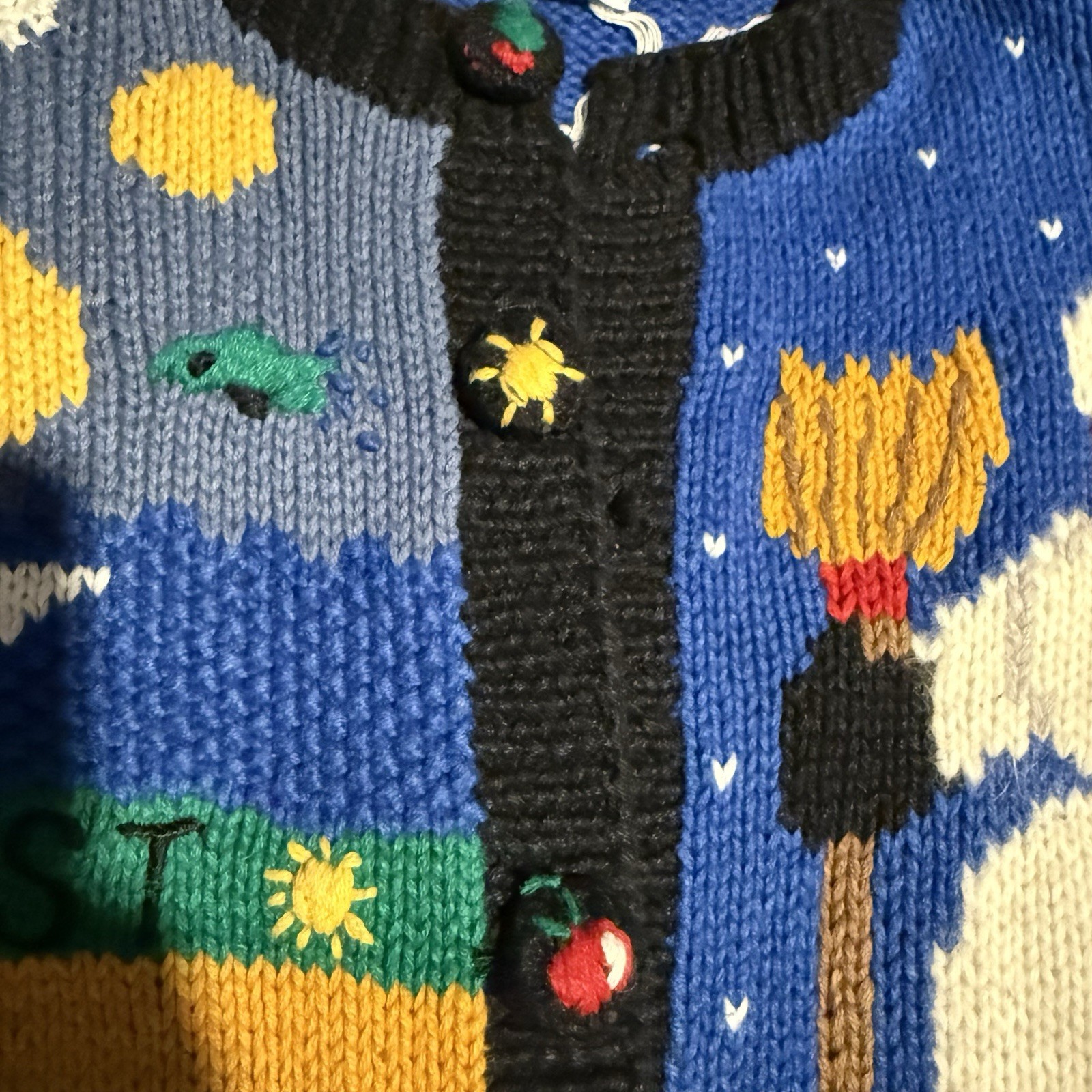Belle Pointe Vintage Ugly Christmas Calendar Sweater Chunky Knit Teacher Core L