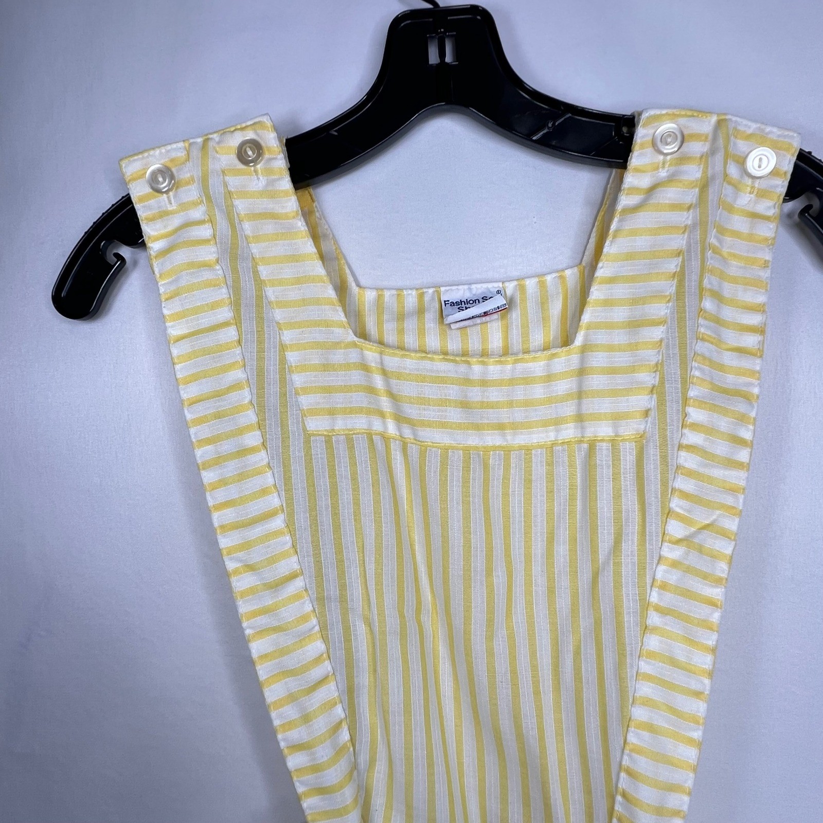 Vintage Yellow Striped Pinafore Apron Dress Womens S Future Nurses Club Uniform