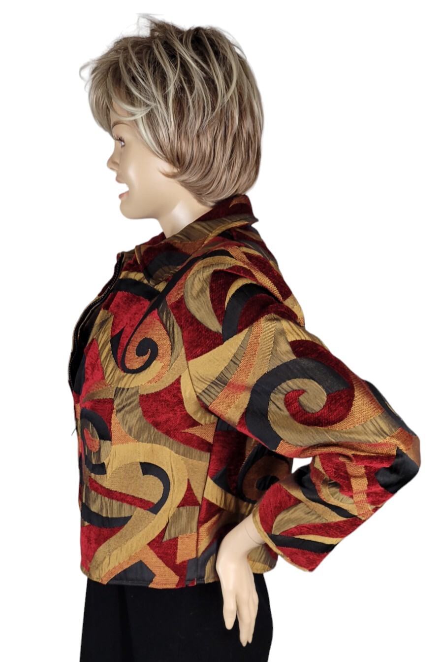 Vintage Painted Pony Uniquely USA Cropped Abstract Velvet Tapestry Jacket Size M