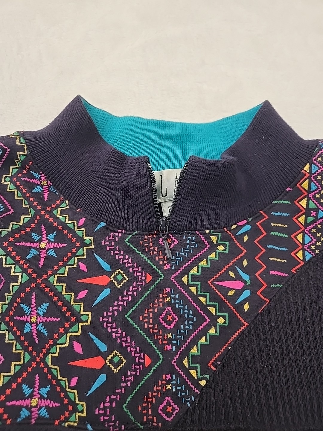 Blast Vtg 90s Southwestern 1/4 Zip Mock Neck Sweatshirt Womans Sz Med Oversized