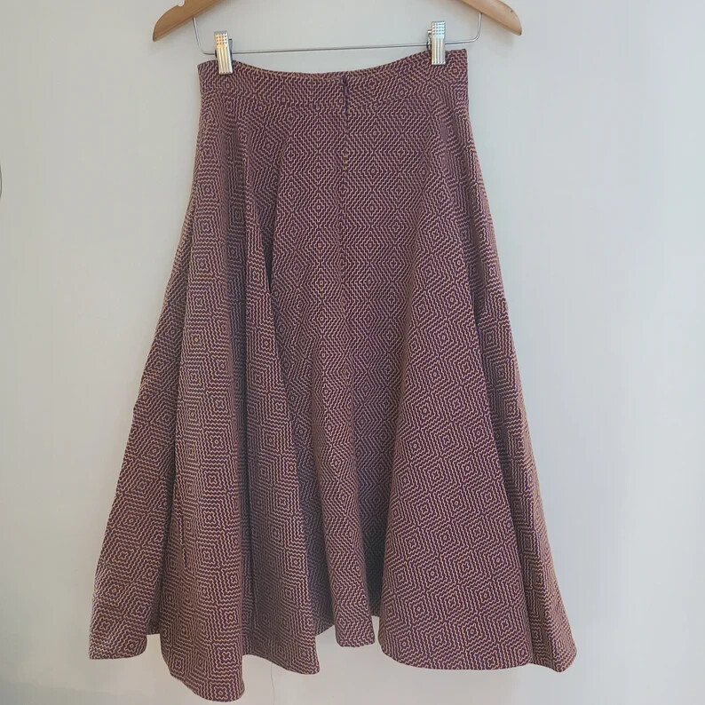 Vintage Women’s Erzumah Ackerson Skirt Purple Orange UK 8 US 4 Geometric Zipper