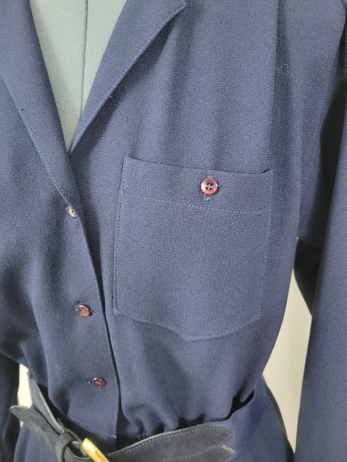 Vintage Donna Morgan for Non Stop Navy Blue Shirt Dress w Belt Size 7/8