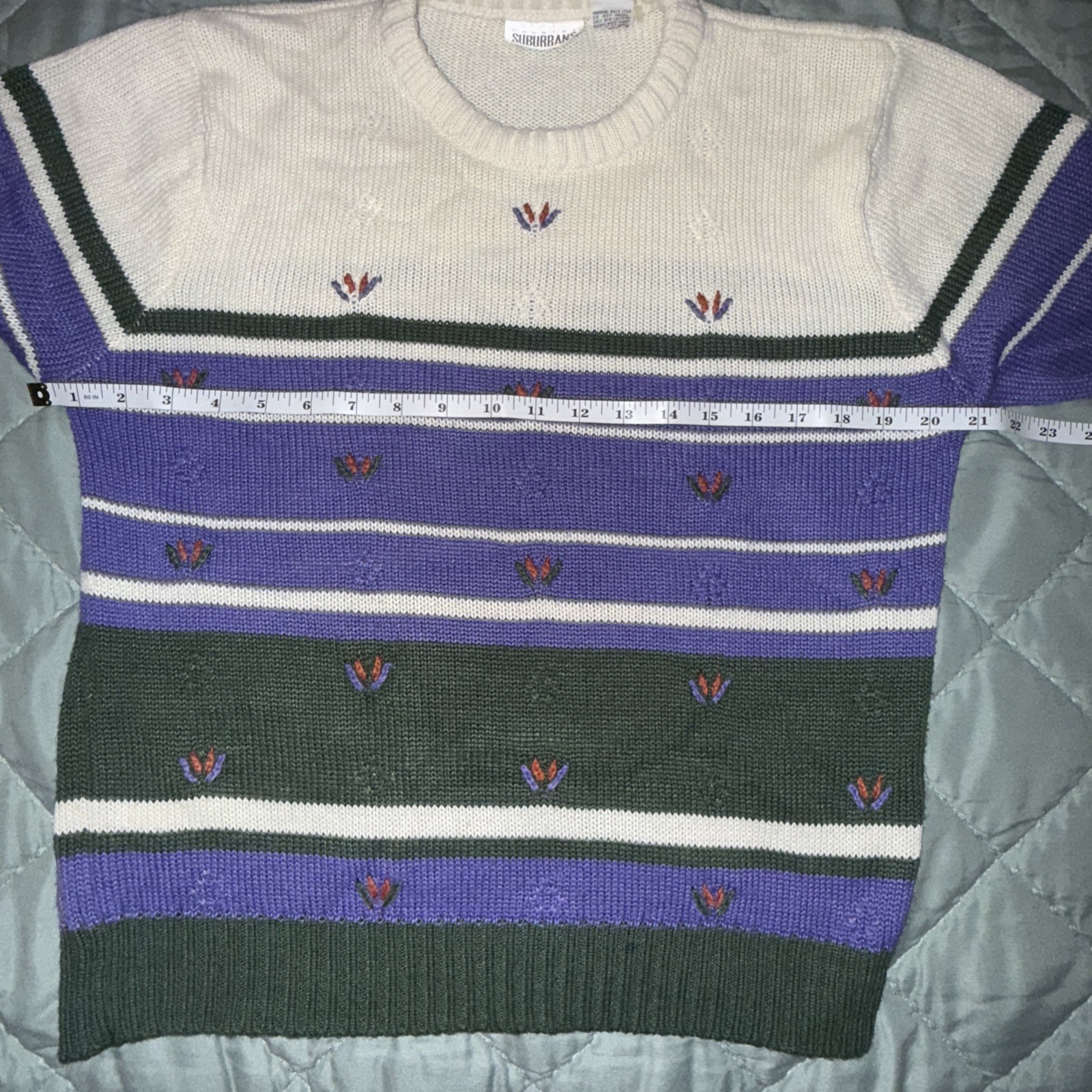 Vintage Country Suburban Womans Knit Sweater Grandma Sz L EUC Retro Old School