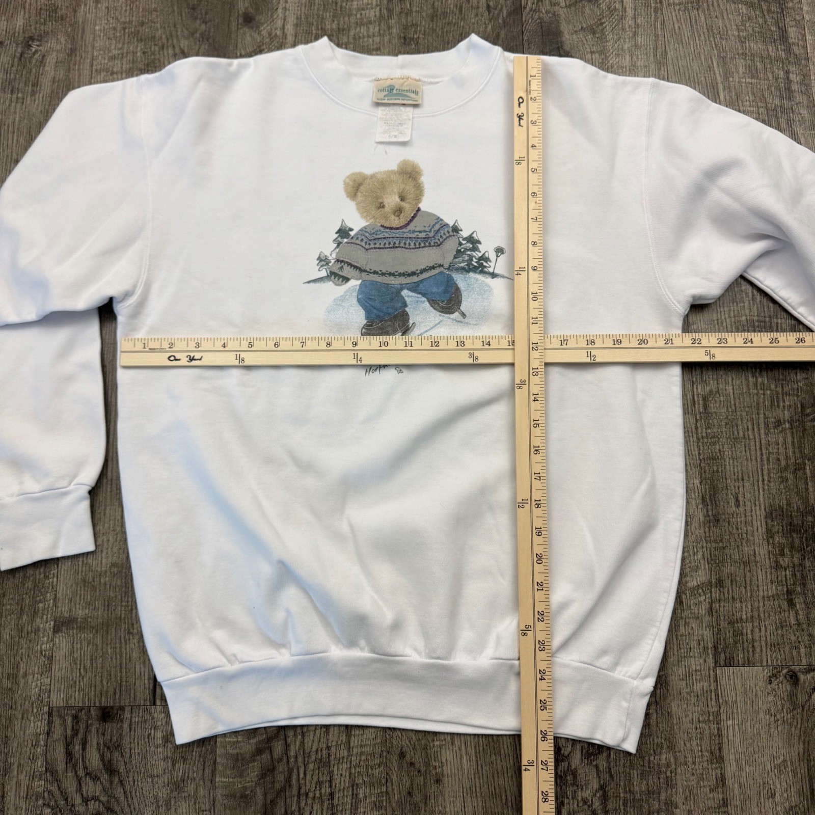 Vintage 90s Northern Reflections Teddy Bear Winter Snow Grandma Sweatshirt M