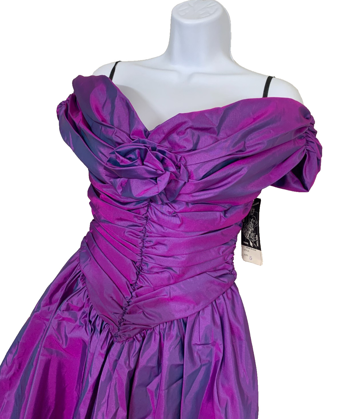 1980s Prom Dress Vintage Size 5 Purple Iridescent Princess Glam Party Deadstock