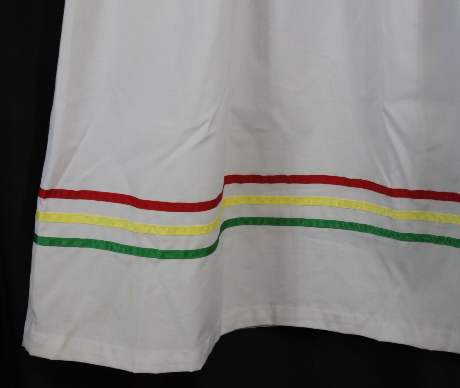 Vtg Union Made Dress 1970s 1980s Gathered Waist Grosgrain Ribbon Trim Perky 14
