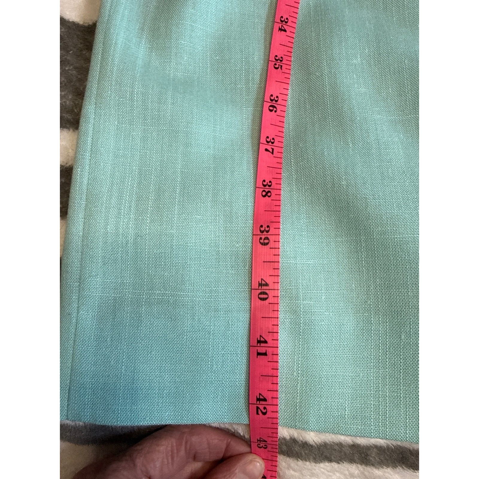 Caron Chicago EUC Vintage 60s Aqua Linen Mad Men Wiggle Dress Belted Sheath USA