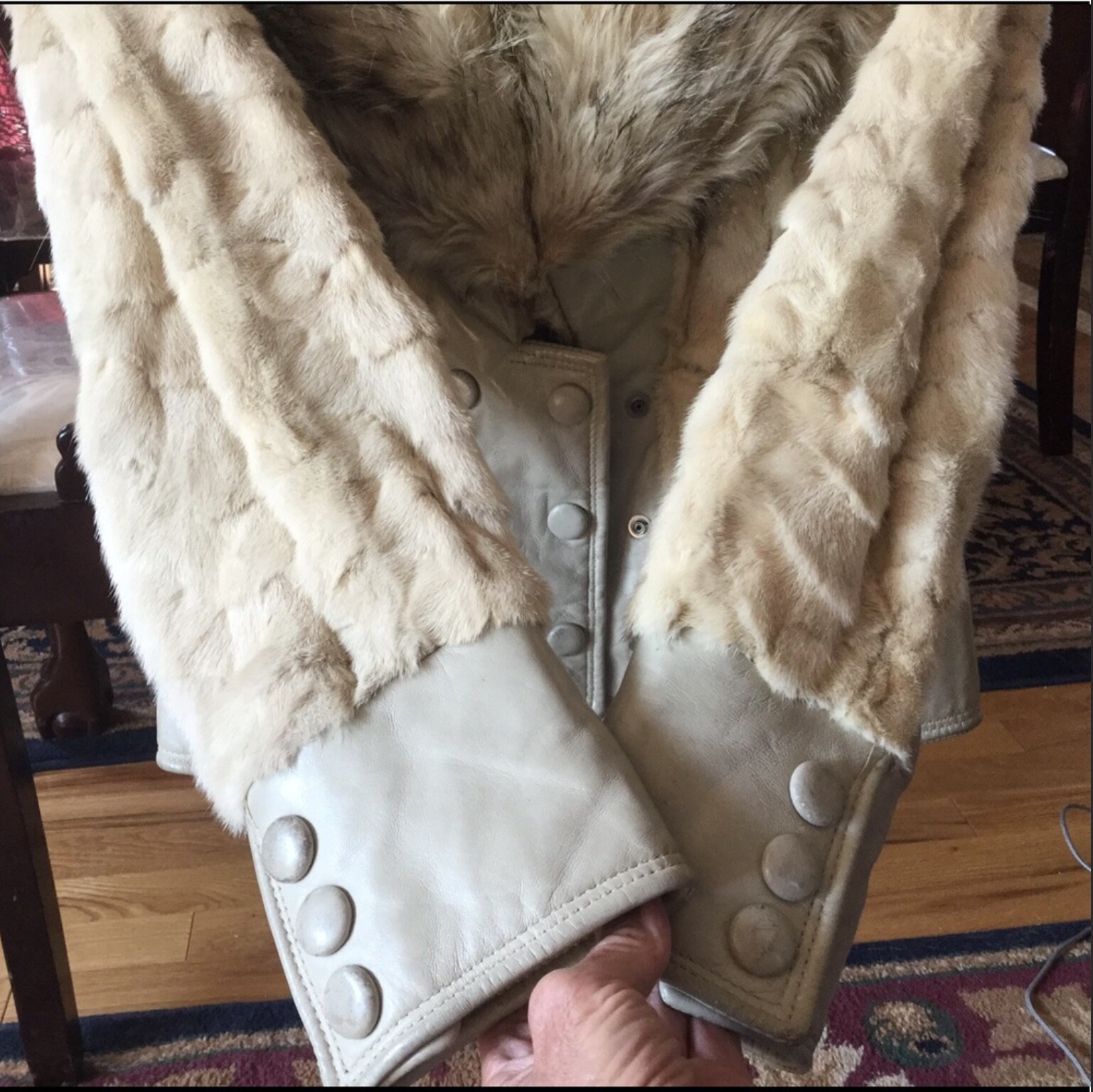 Vintage Mink Fur Leather Biker Jacket S/M