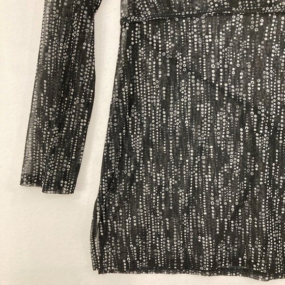 Vintage New York & Company size XS Black White Polka Dot Mesh Baby Doll Top