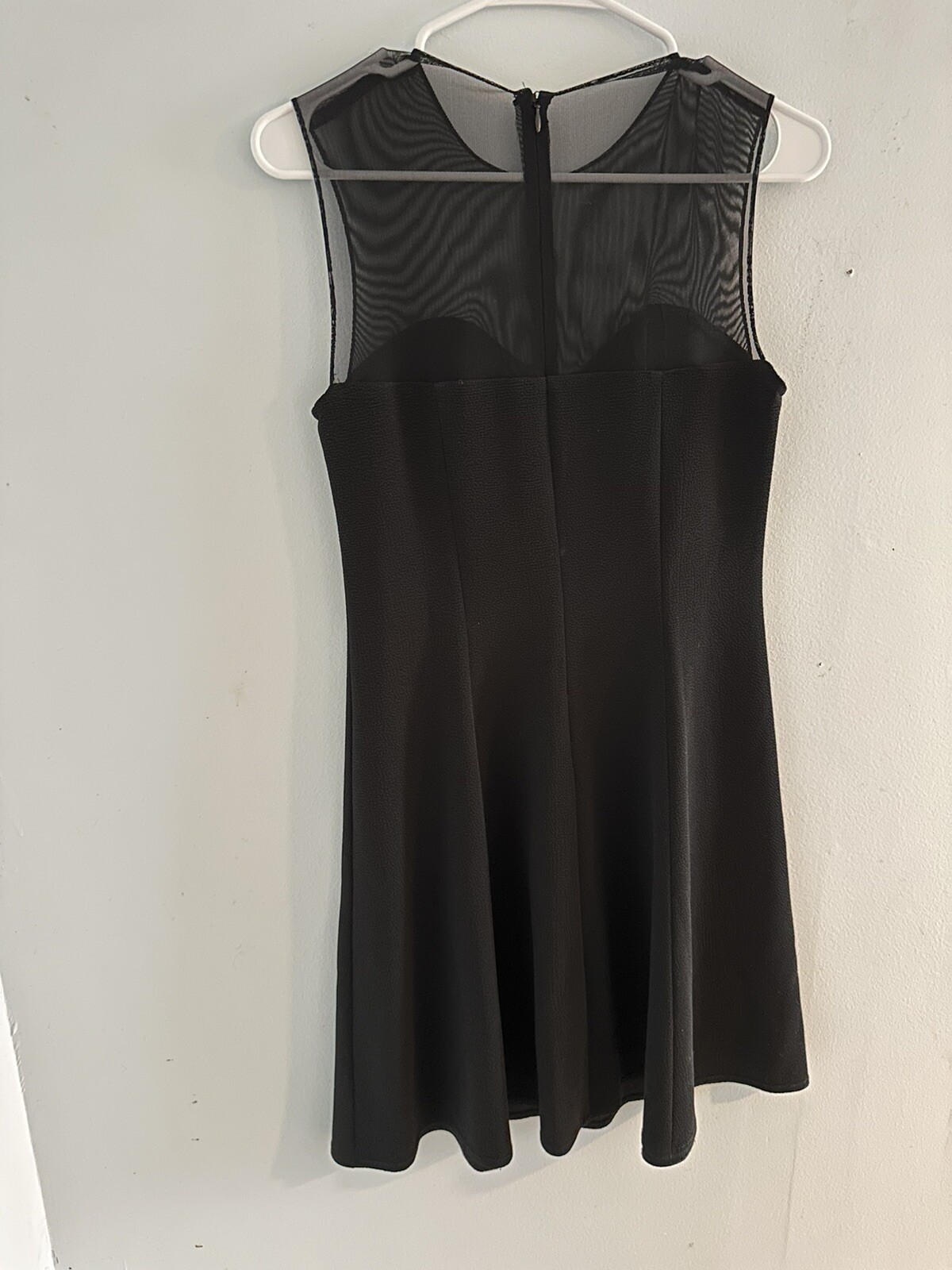 Vintage Black Mini Dress Sheer Neckline Sleeveless Witchy Hampton Nites Size 10