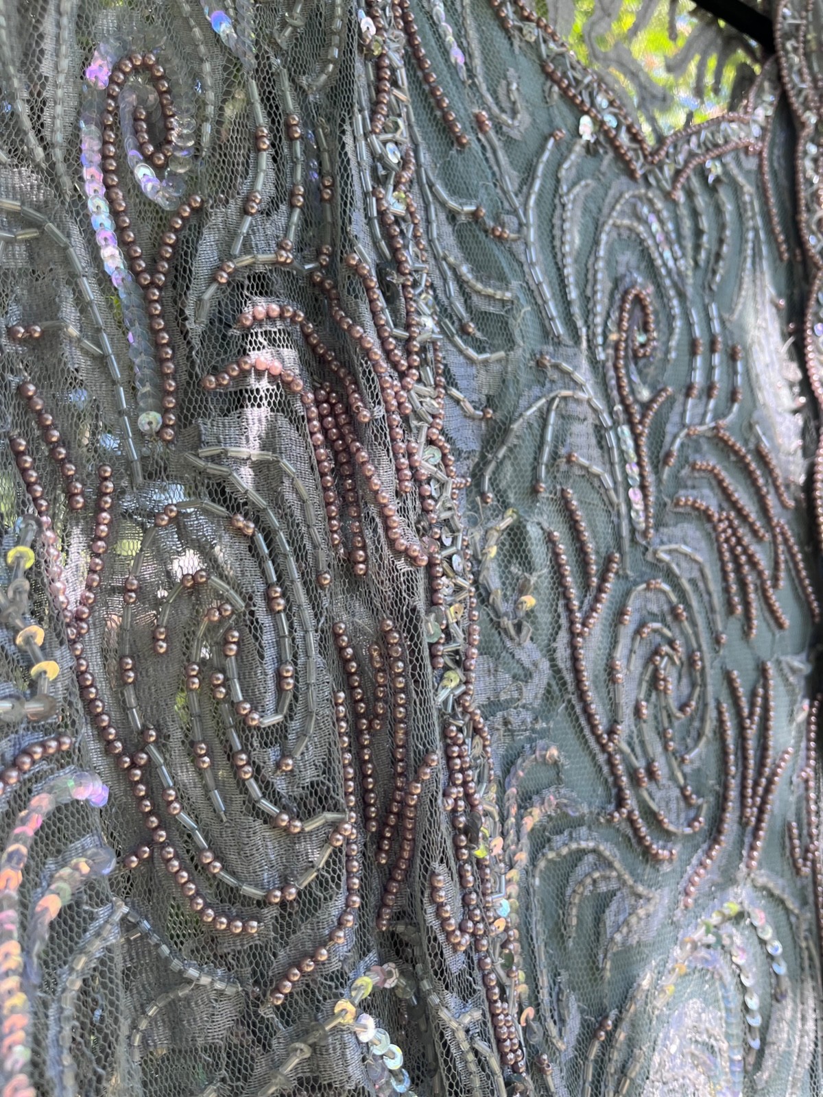 VTG Designer lace pearl beaded drop waist dress by Judith Ann Creations Size L