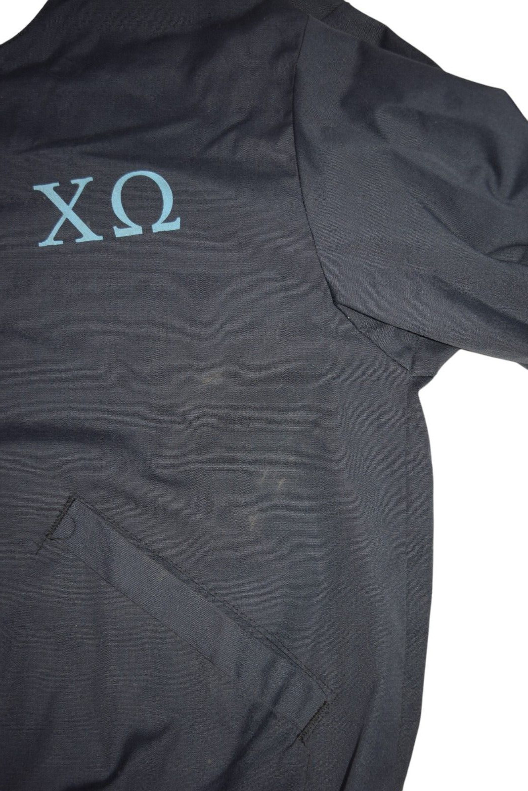 Vintage Sorority Jacket Womens Small Champion Running Man Chain Stitch Chi Omega