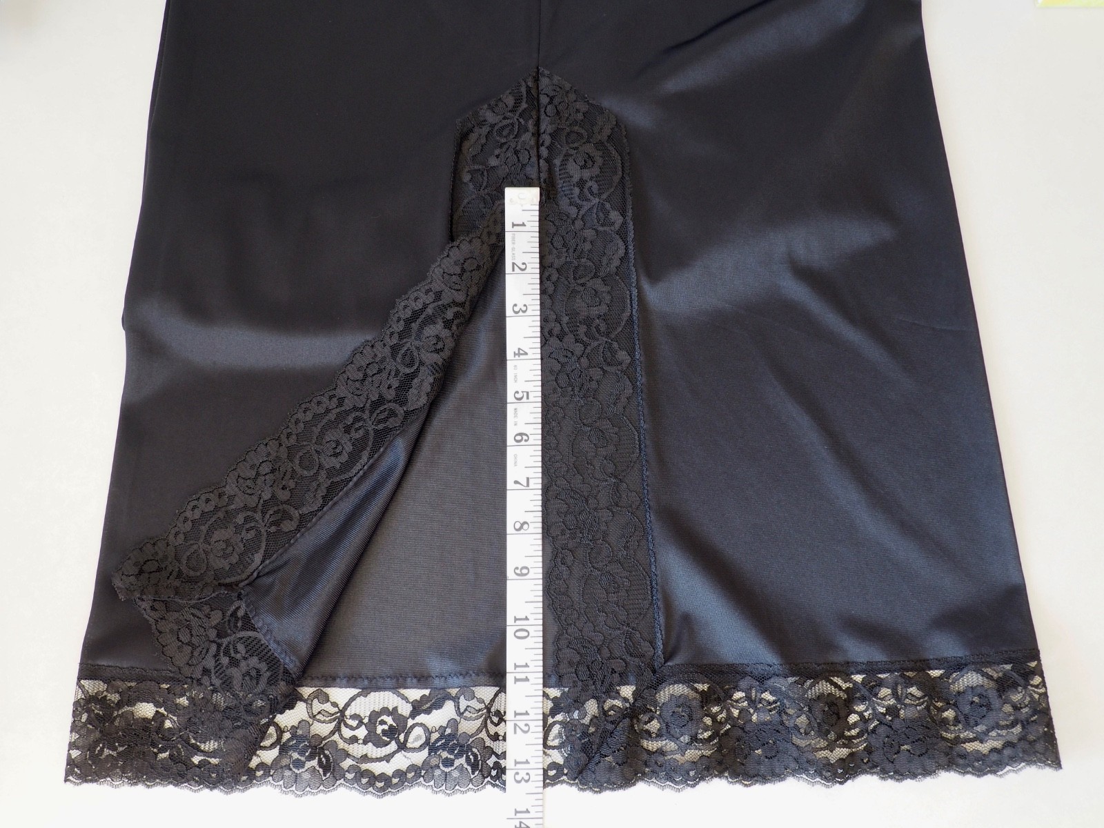 Vintage 70s JC Penney Long Half Slip Antron Nylon Maxi Lace Black Medium ILGWU