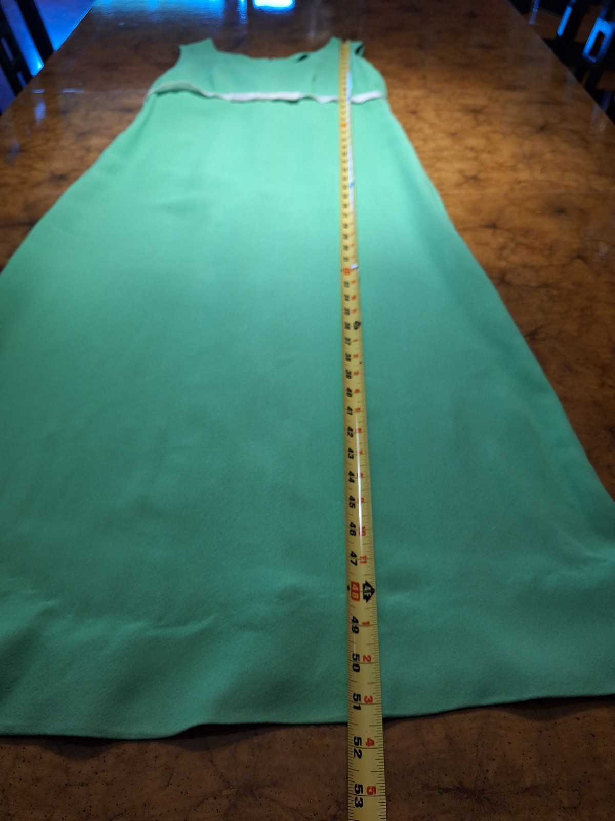 True VTG Mid-century Mod 1960s Crepe Empire Waist Bridesmaid Maxi Dress M/L Bow