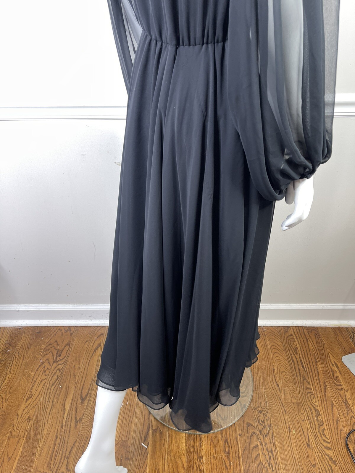 Vintage William Pearson designer dress Black Chiffon Goddess Sheer size 8