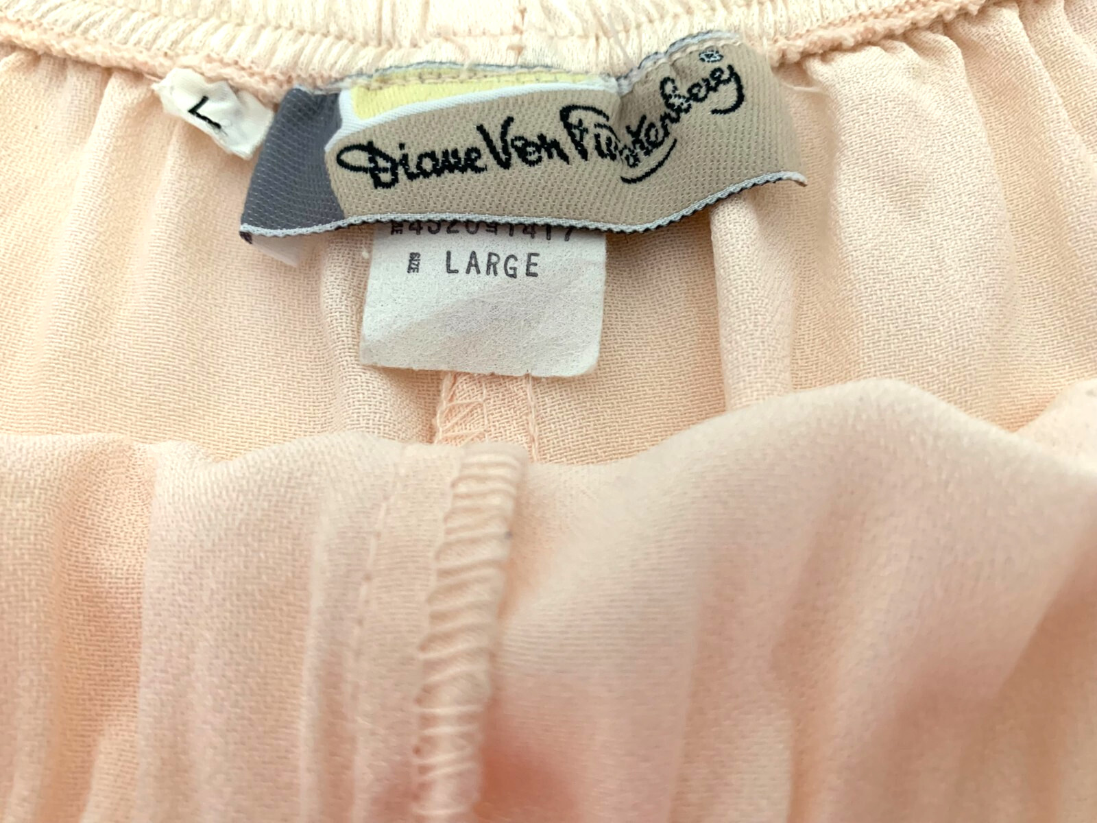 VTG DIANE VON FURSTENBERG Pink Satin Feel Long Sleeve Lingerie 2 Pc Pajamas Set