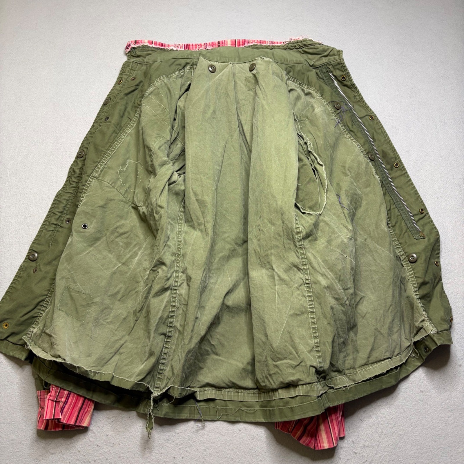 Vintage Military Field Jacket Women M Olive Green Patchwork 90s Distressed M-65