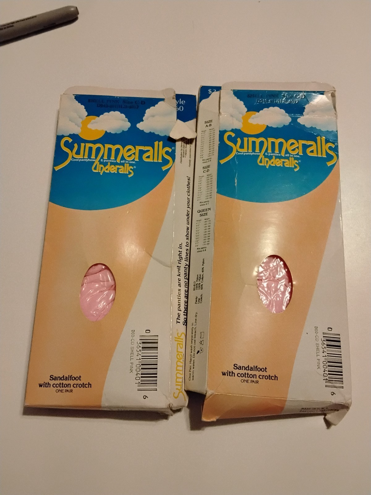 Summeralls UNDERALLS C-D Size Pantyhose Lot of 2 VINTAGE 80’S NOS SANDALFOOT