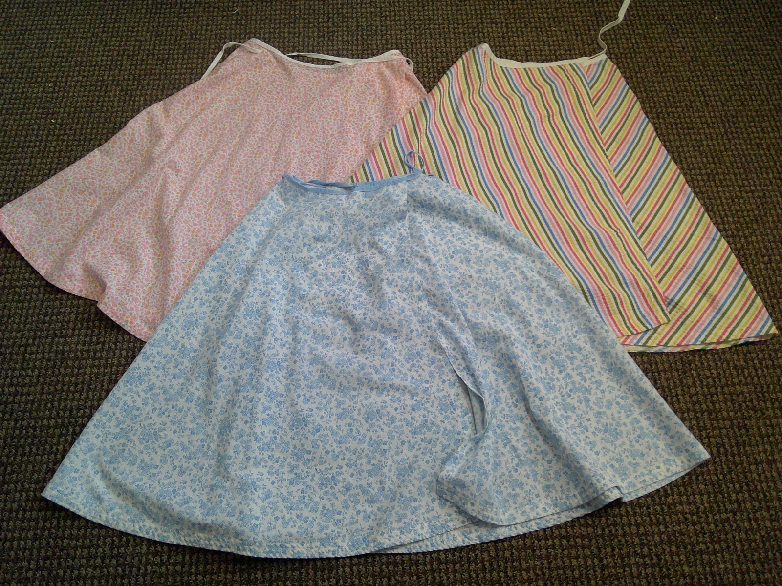 Vtg 70’s Lot of 3 Homemade Cotton Fit n Flare WRAP Skirts Floral & Stripe Small