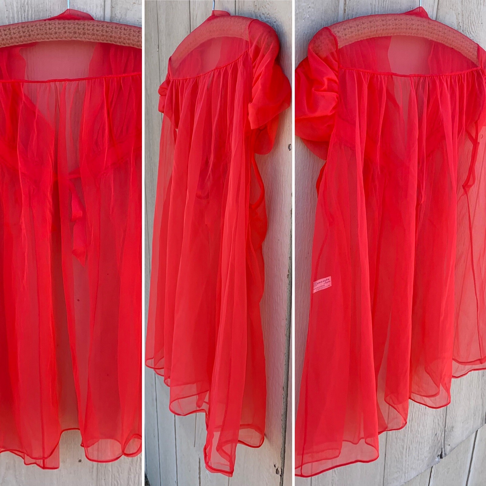 vintage Padora Lingerie made in California sheer nylon bed jacket lingerie top M