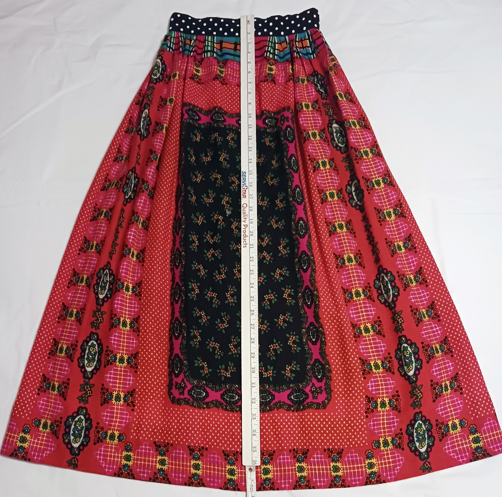 BoHo Hippie 1970s Maxi Skirt Hot Pink Psychedelic Festival Wear MEASUREMENTS