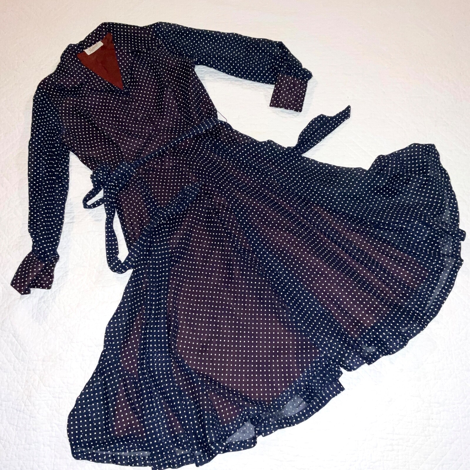 True Vintage 50s DRESS size 6 S navy blue dot fit flare shirt dress