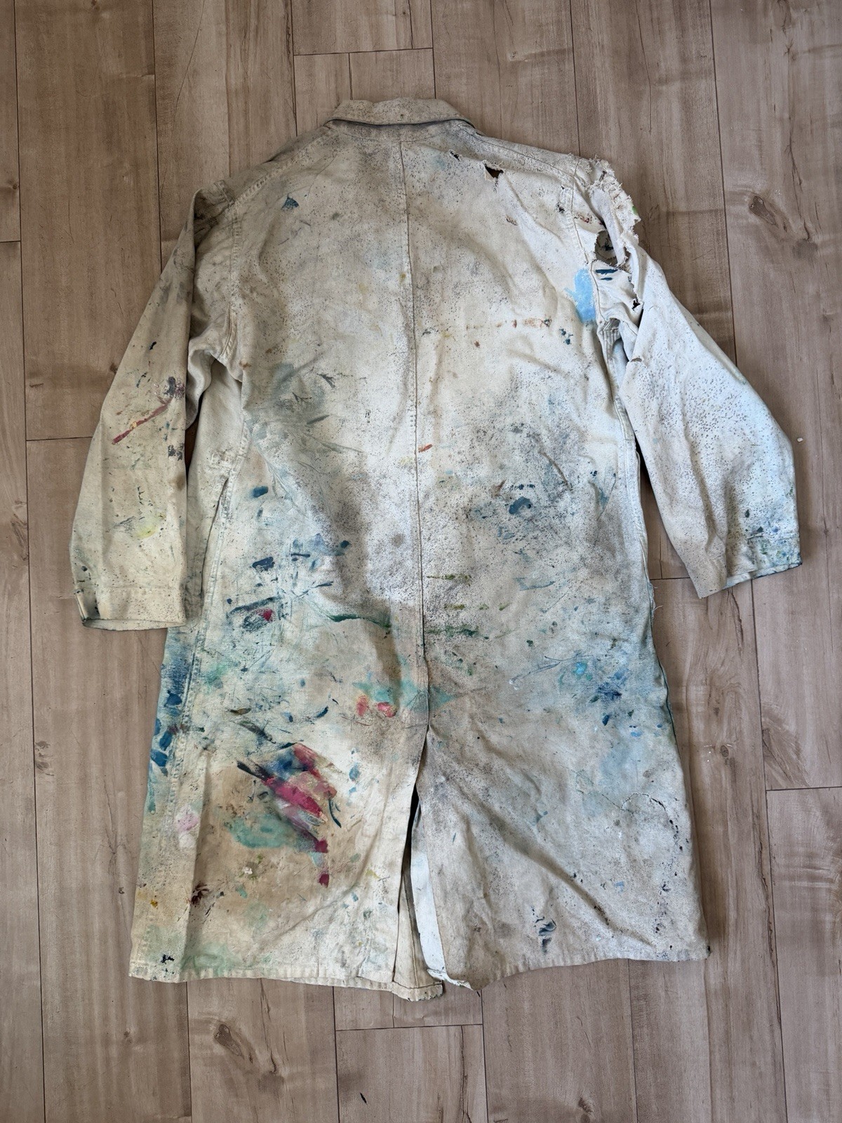 Vintage 60s Artist Painter Craftsman Canvas Smock Jacket Coat – Size 40 Thrashed