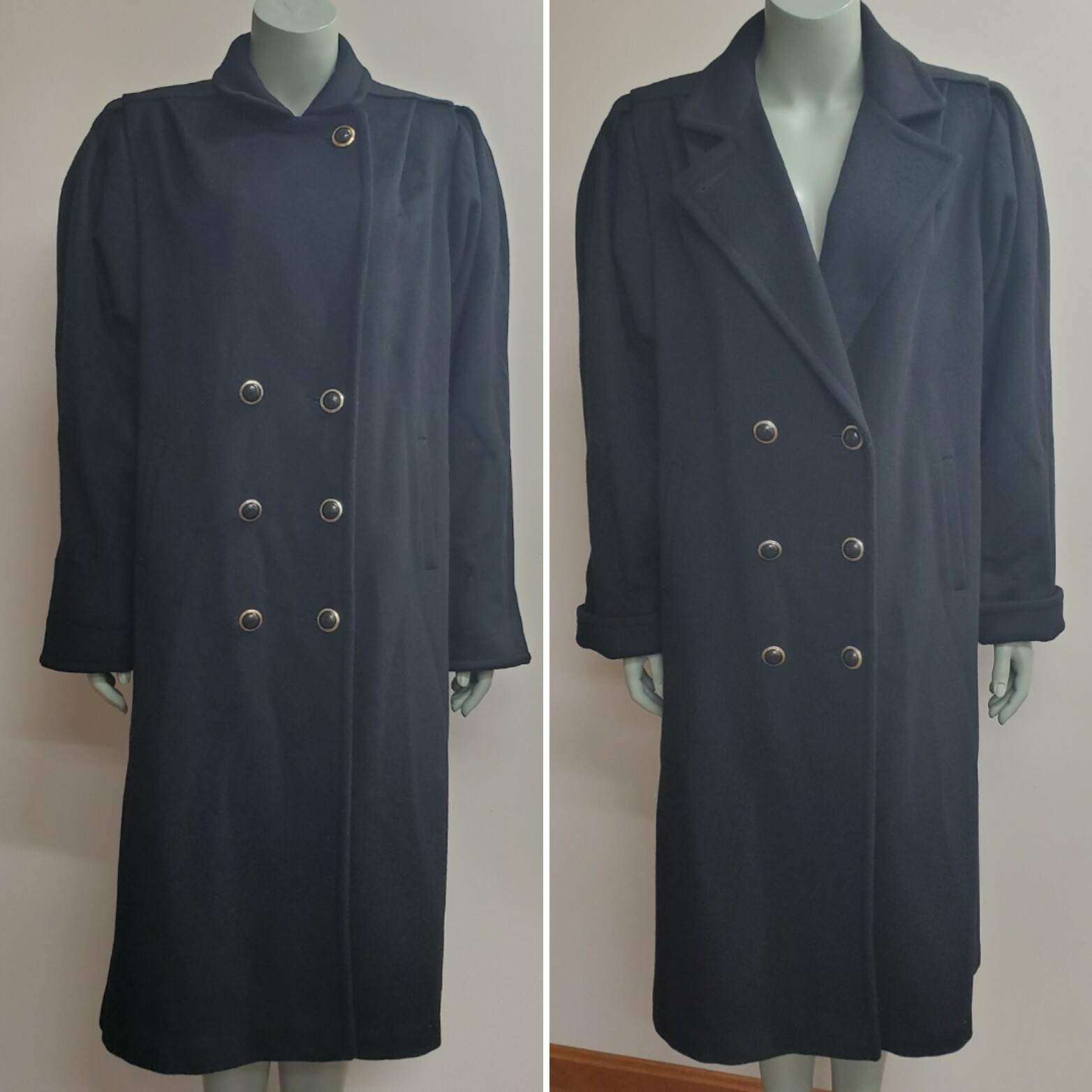 Vtg Jofeld By Forstmann Women’s Black Wool Blend Long Sleeves OverCoat