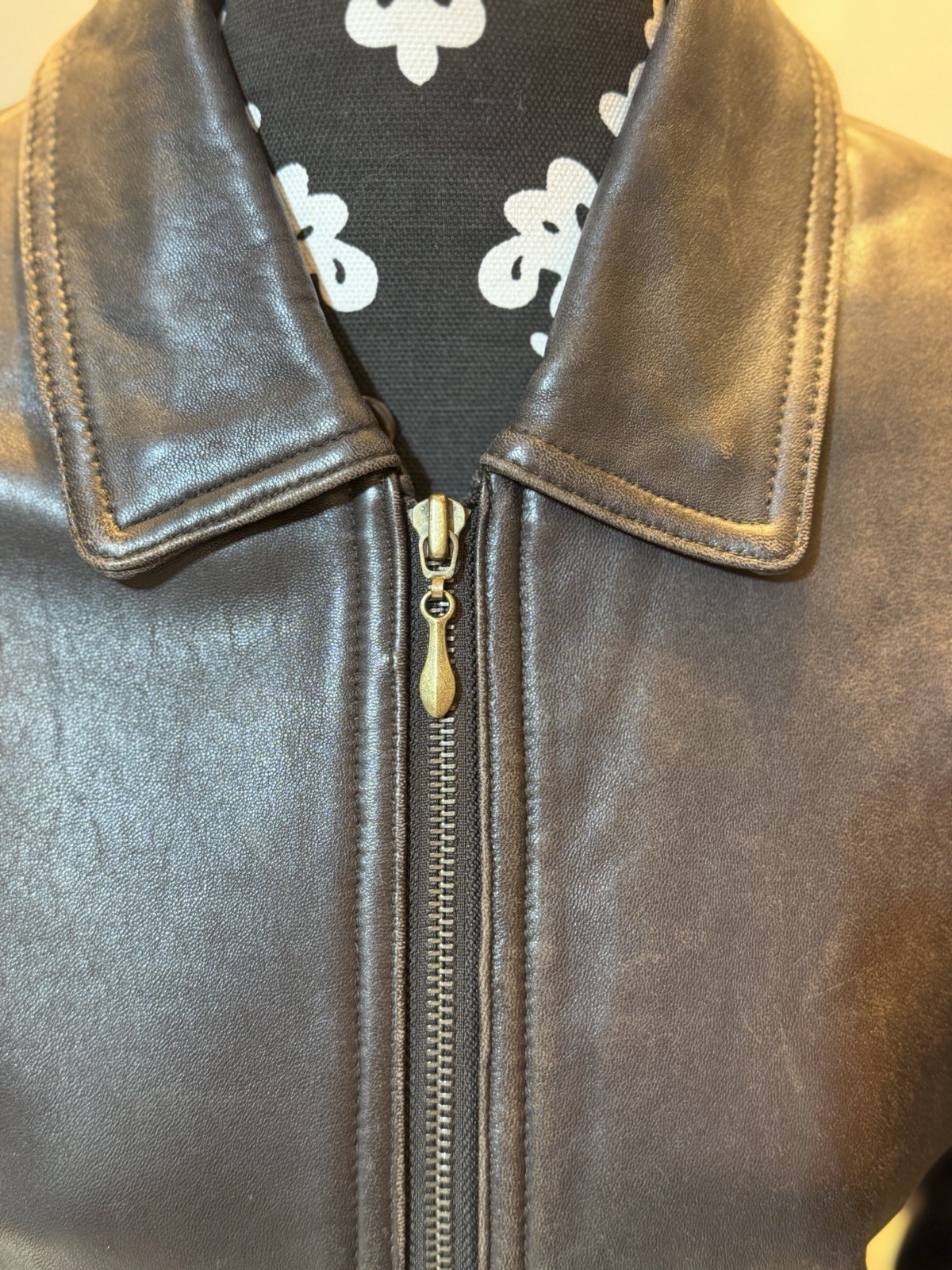 Vintage Lord & Taylor Brown Leather Jacket Size 4 90s Y2K Minimalist Indie Sleek