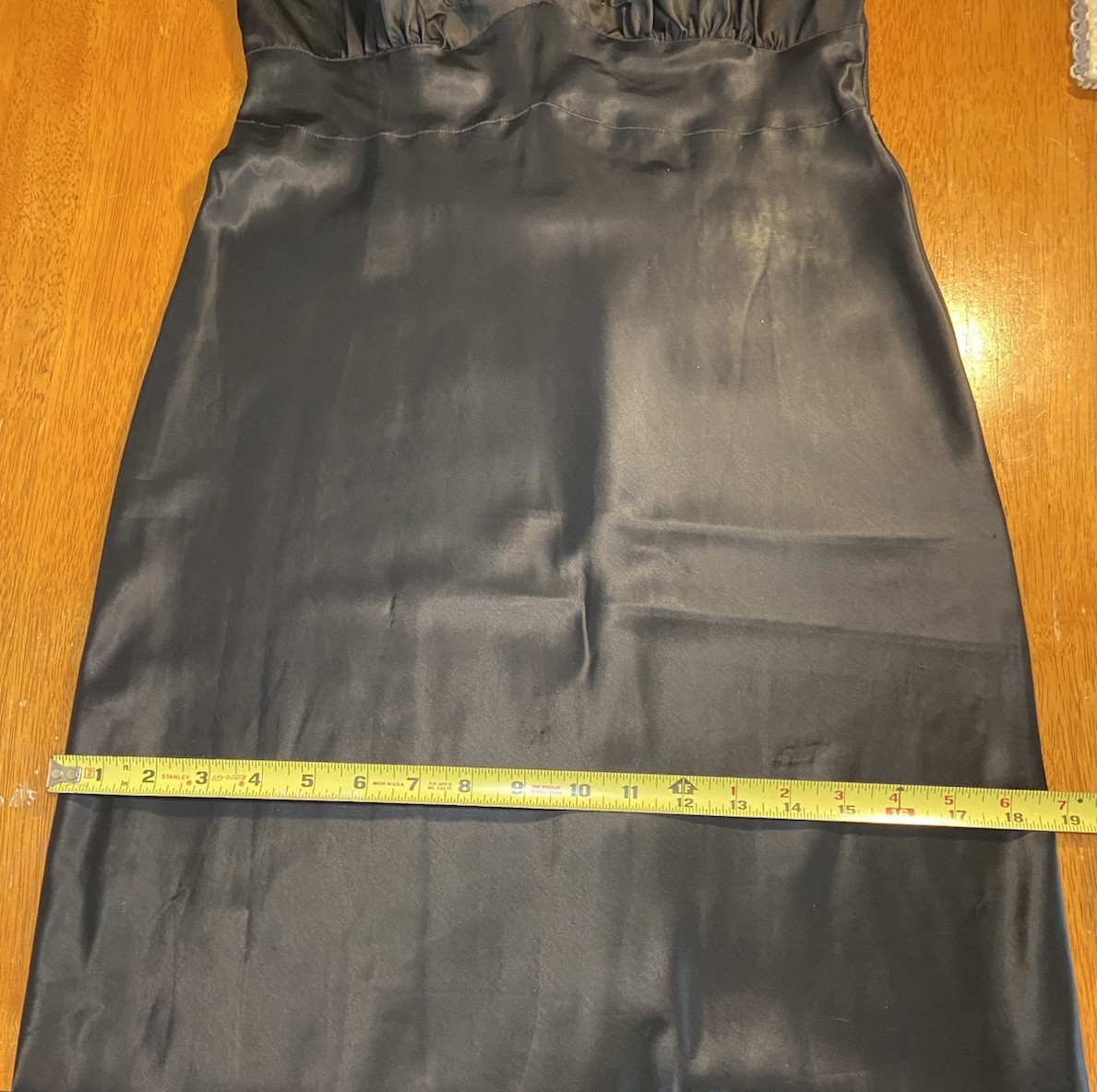 1950’s Black Colony Club Rayon Satin Slip Sexy Vintage Lingerie Lace Mid Length
