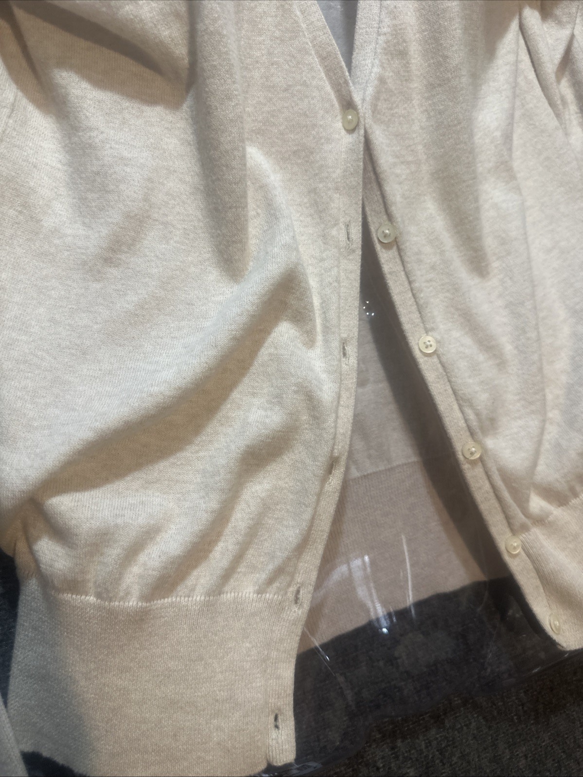Vintage Old Navy Cardigan Sweater Top Y2K Womens M Beige Button Up Cottagecore