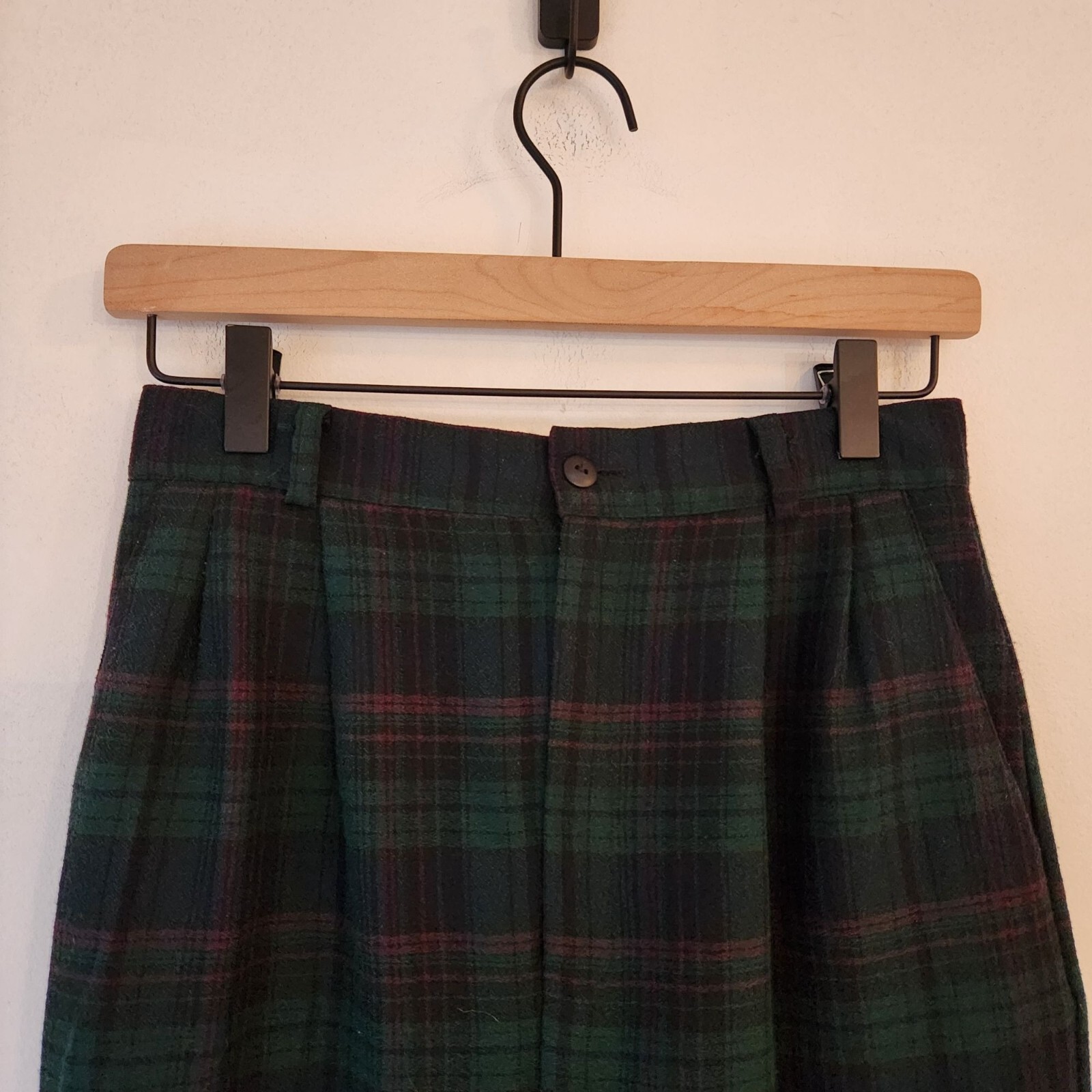 VTG High Waisted Green Plaid Stirrup Pants Made in USA Academia 2-4 (VTG 5/6)