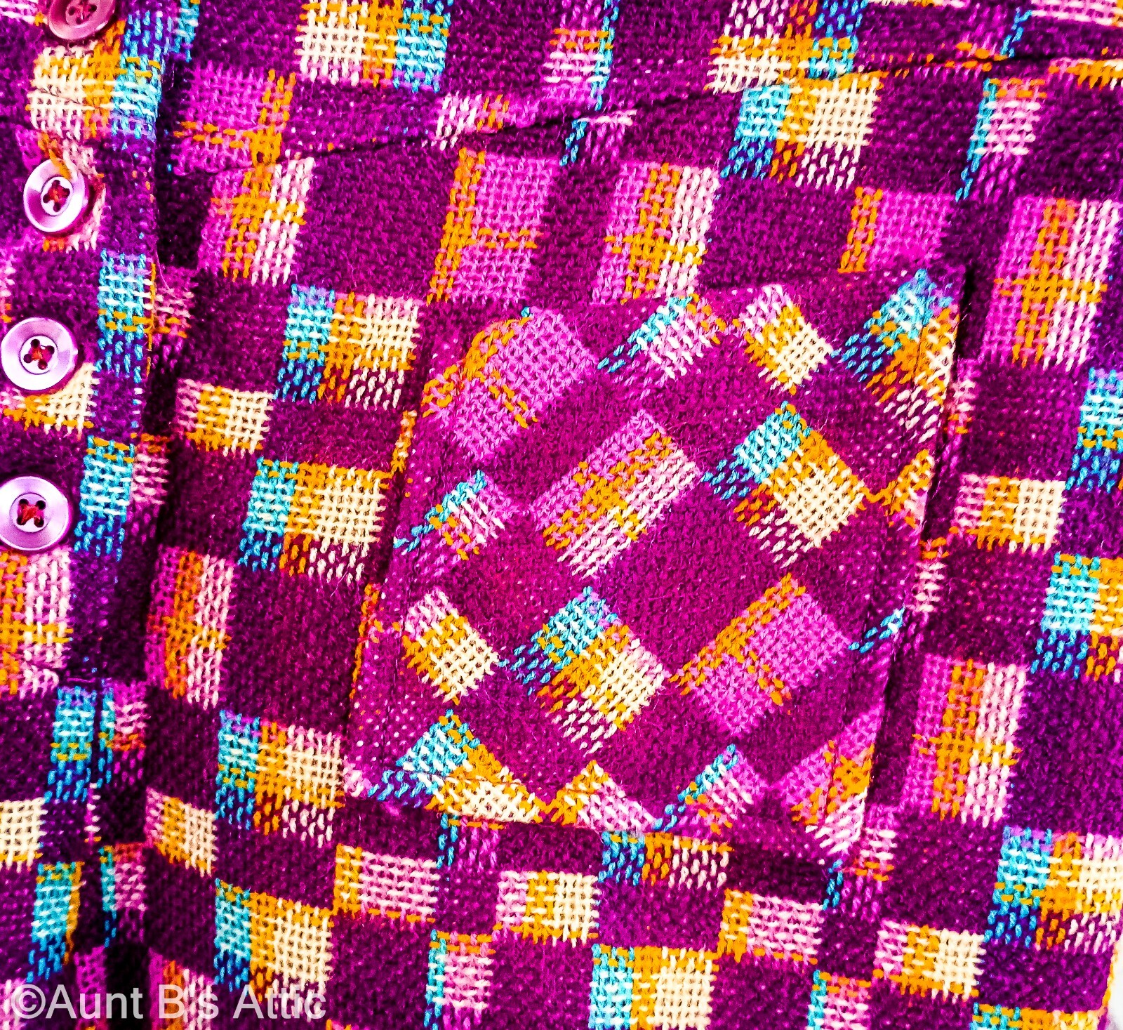 Vtg 60s-70s Raisa Ladies Multi Color Woven Acrylic Plaid Hip Hugger Pants VTG 16