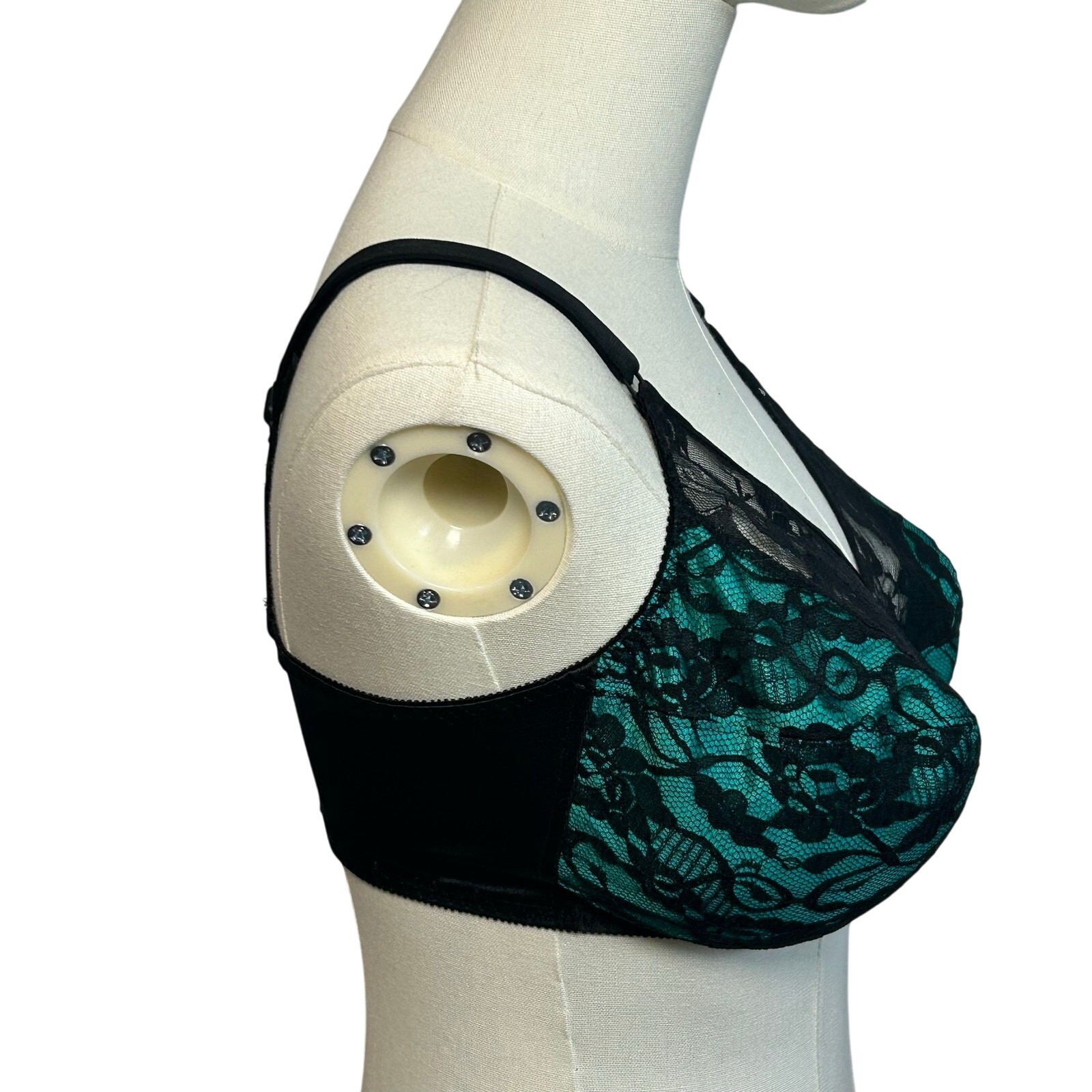 VTG 90s Bestform Black Lace Bullet Bra 38DD Retro Pinup Mid-Century