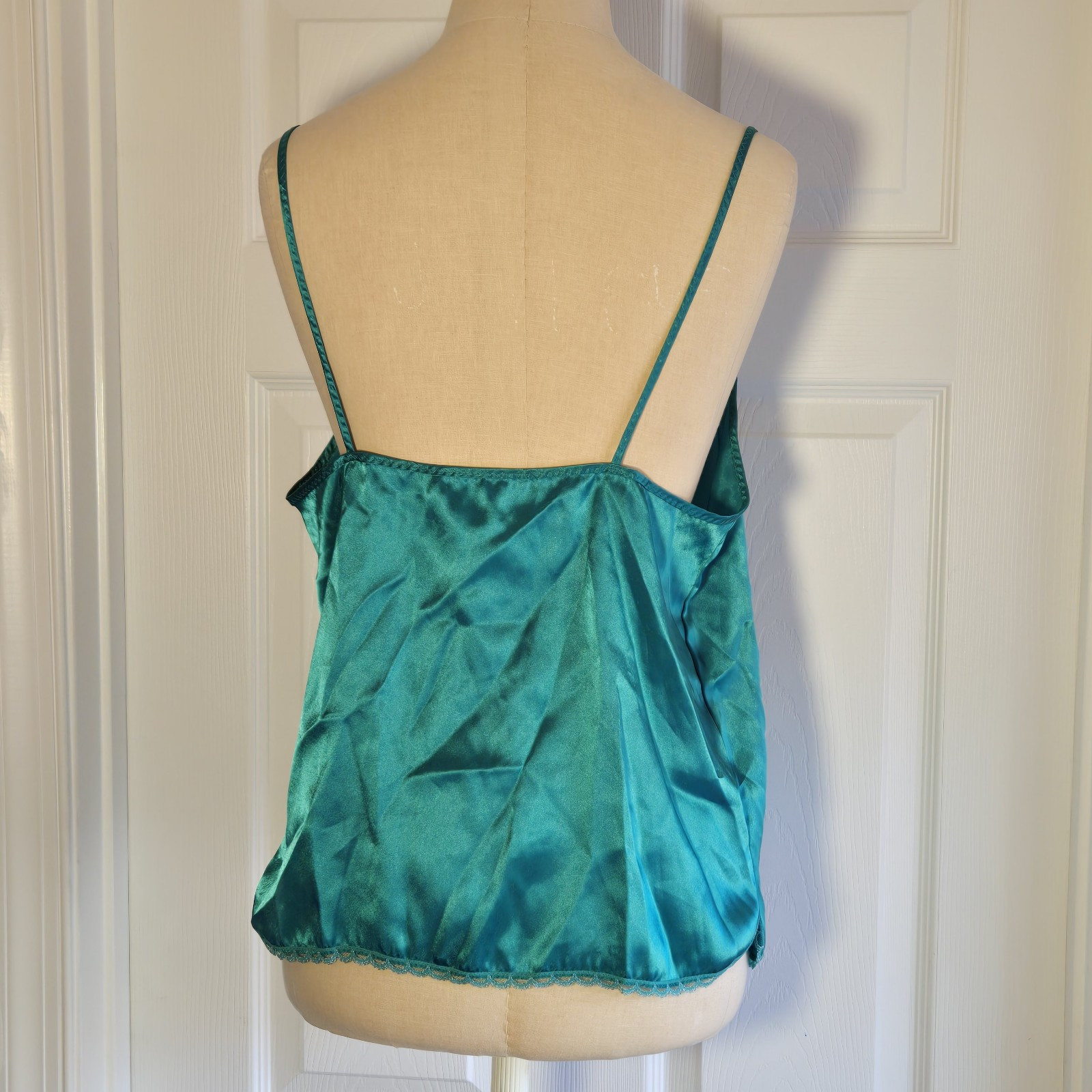 Dreamwear USA Vintage Satin Lace Camisole Top Green Size M Lingerie Feminine